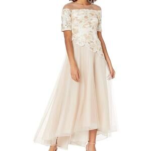 NEW Adrianna Papell Embellished Mesh Sequin Cocktail wedding Formal Gown dress 6
